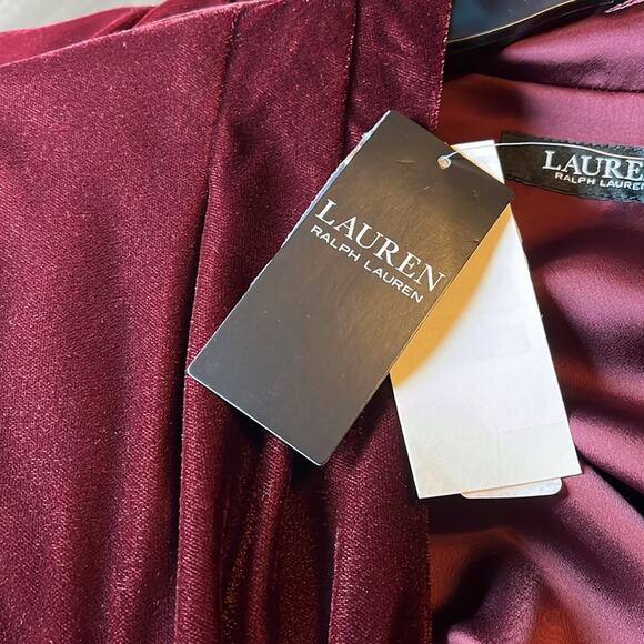 LAUREN Ralph Lauren Pleated Velvet Surplice Blouse size 8 - Picture 5 of 5